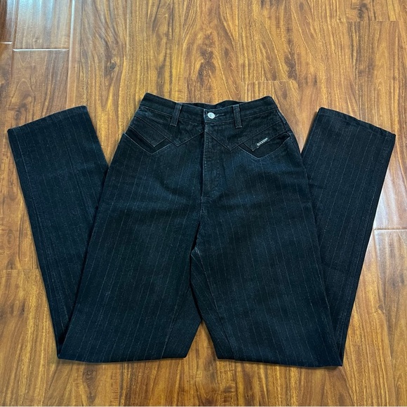 Vintage Rockies Rocky Mountain Black Striped Western Jeans size 5/6 Long - Picture 1 of 12
